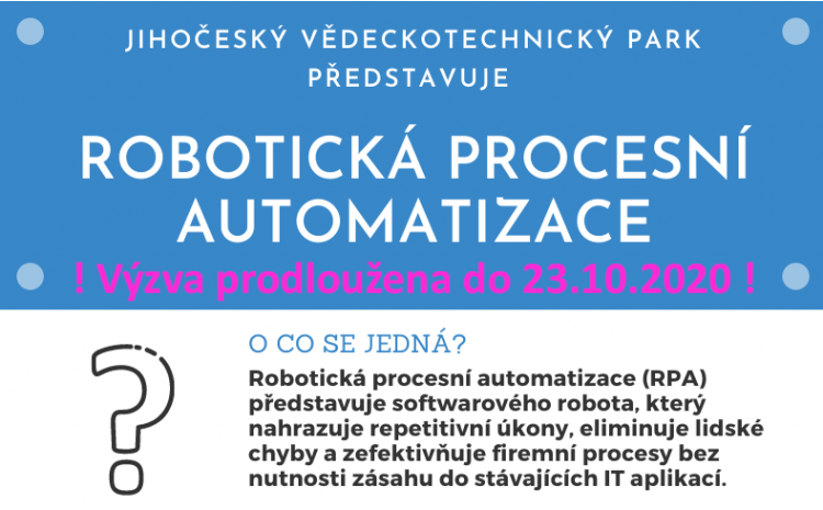 ! Prodloužení výzvy k překládání žádostí do programu Robotická Procesní Automatizace (RPA)