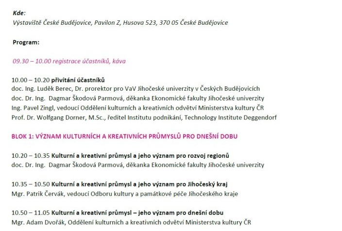 Konference Kulturní a kreativní příhraničí Jihočeského kraje a Dolního Bavorska