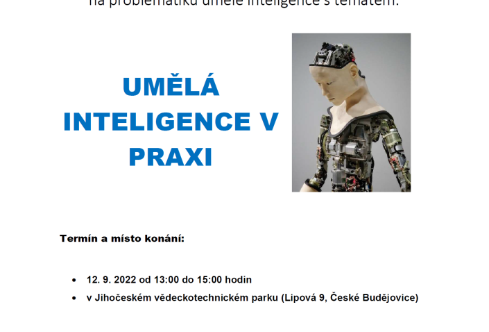 Pozvánka do JVTP na Kulatý stůl Umělá inteligence v praxi