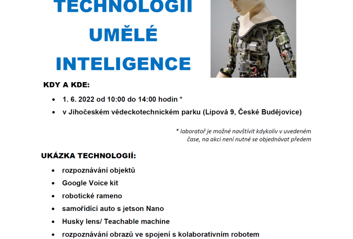 Pozvánka do JVTP na Den otevřených dveří laboratoře technologií umělé inteligence