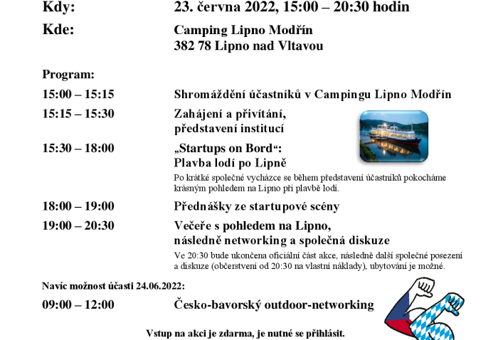 Pozvánka na STARTUP přeshraniční akci Evropského regionu Dunaj-Vltava