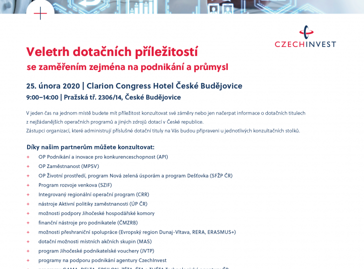 VELETRH DOTAČNÍCH PŘÍLEŽITOSTÍ V ČESKÝCH BUDĚJOVICÍCH