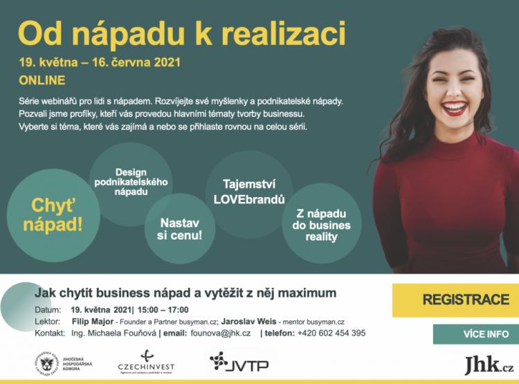 Série webinářů Od nápadu k realizaci přiblíží nabídku pro začínající podnikatele v jižních Čechách