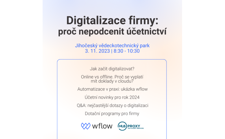 Pozvánka na oborovou snídani k tématu Digitalizace účetnictví