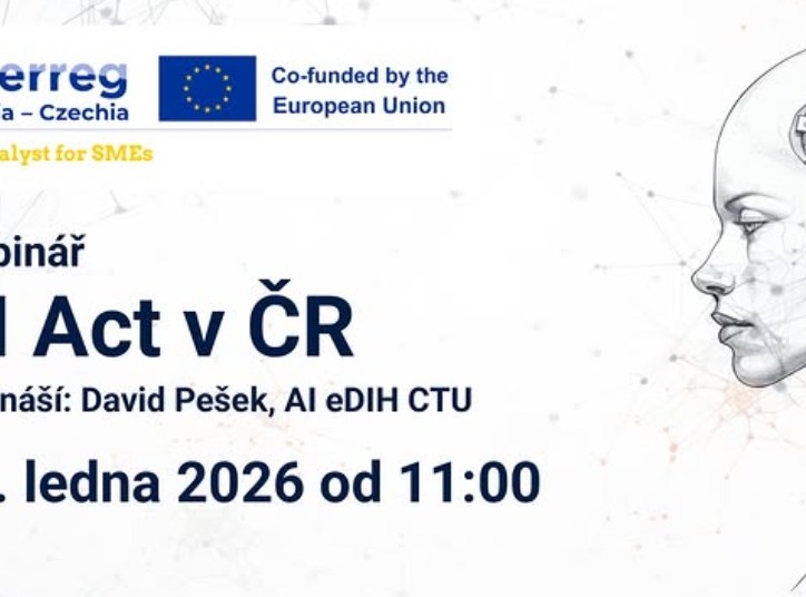 Zveme vás na odborný webinář k Al Act v rámci projektu Al Catalyst tor SMEs (ATCZ00036)