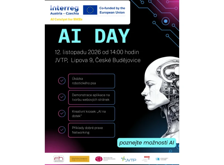 AI DAY: Poznejte možnosti umělé inteligence pro malé a střední podniky v Jihočeském kraji.