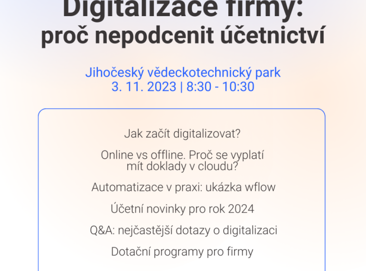 Pozvánka na oborovou snídani k tématu Digitalizace účetnictví