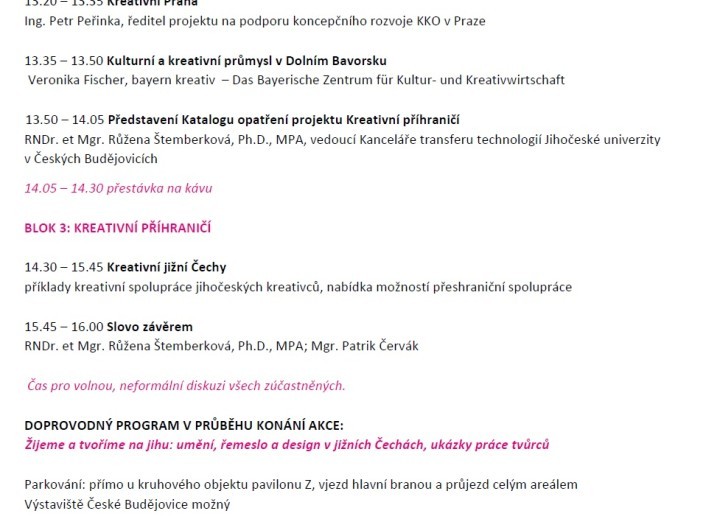 Konference Kulturní a kreativní příhraničí Jihočeského kraje a Dolního Bavorska