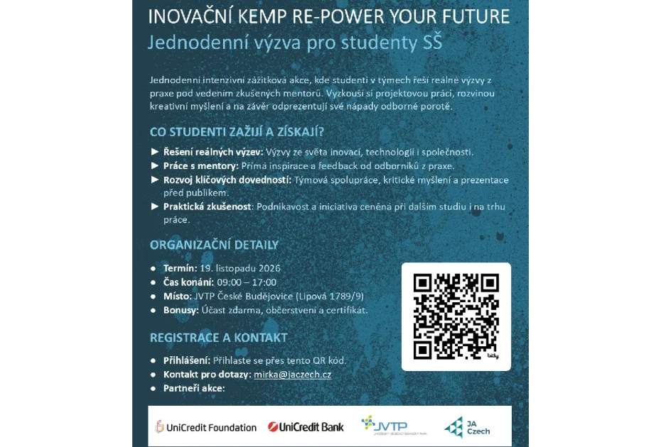INOVAČNÍ KEMP RE-POWER YOUR FUTURE: Jednodenní výzva pro studenty SŠ