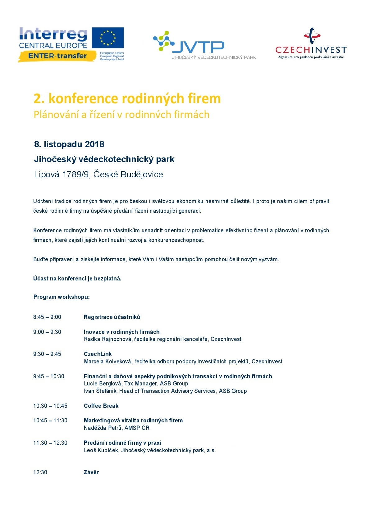 2. konference rodinných firem pozvánka